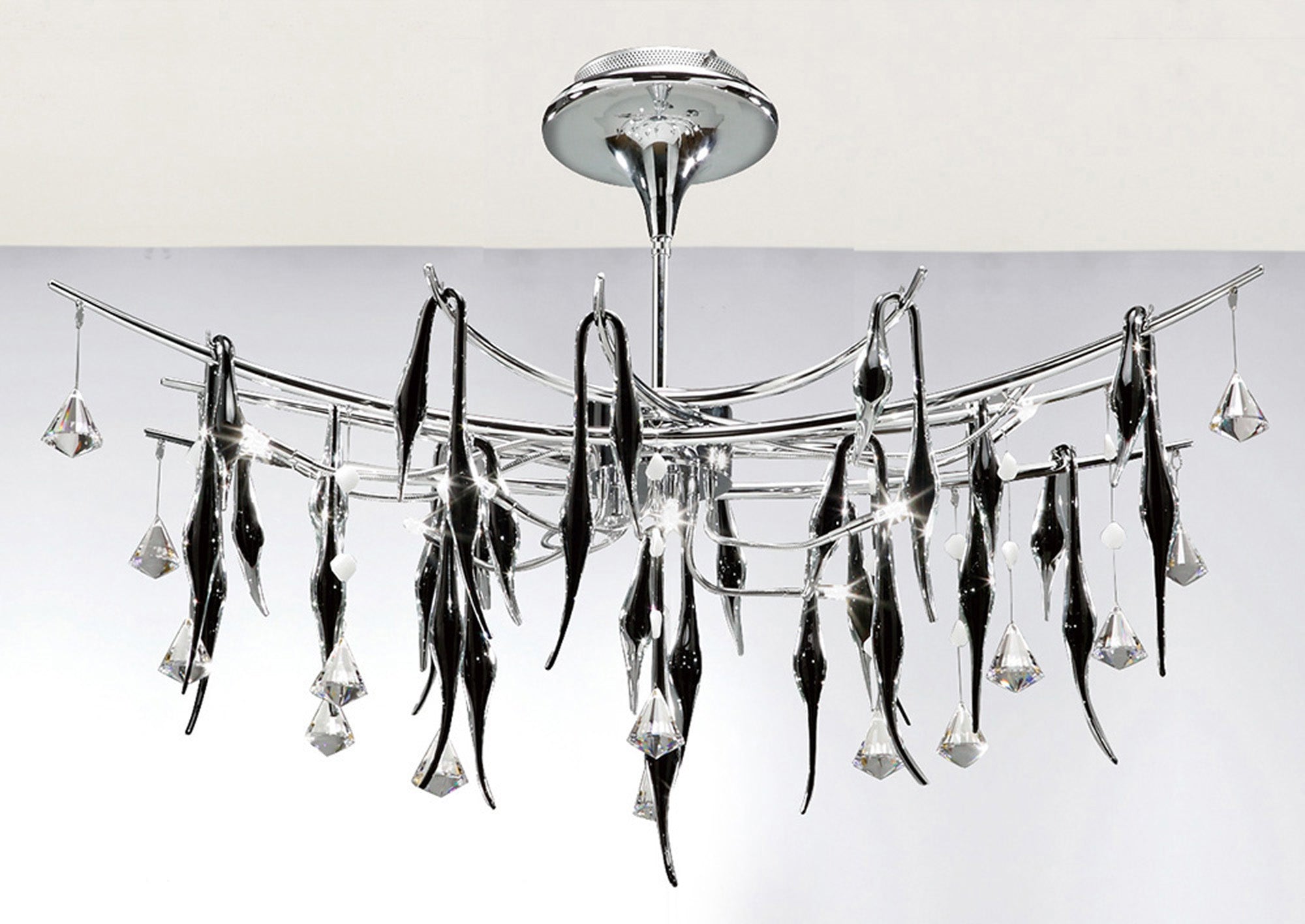 Diyas - Cygnet 11 Light Oval Pendant with Crystal and Glass Droplets - Luminosity Designs Ltd