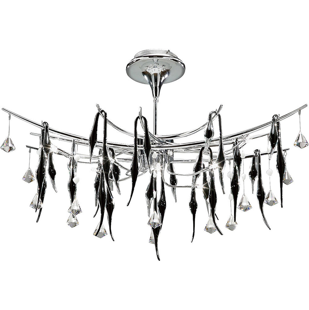 Diyas - Cygnet 11 Light Oval Pendant with Crystal and Glass Droplets - Luminosity Designs Ltd