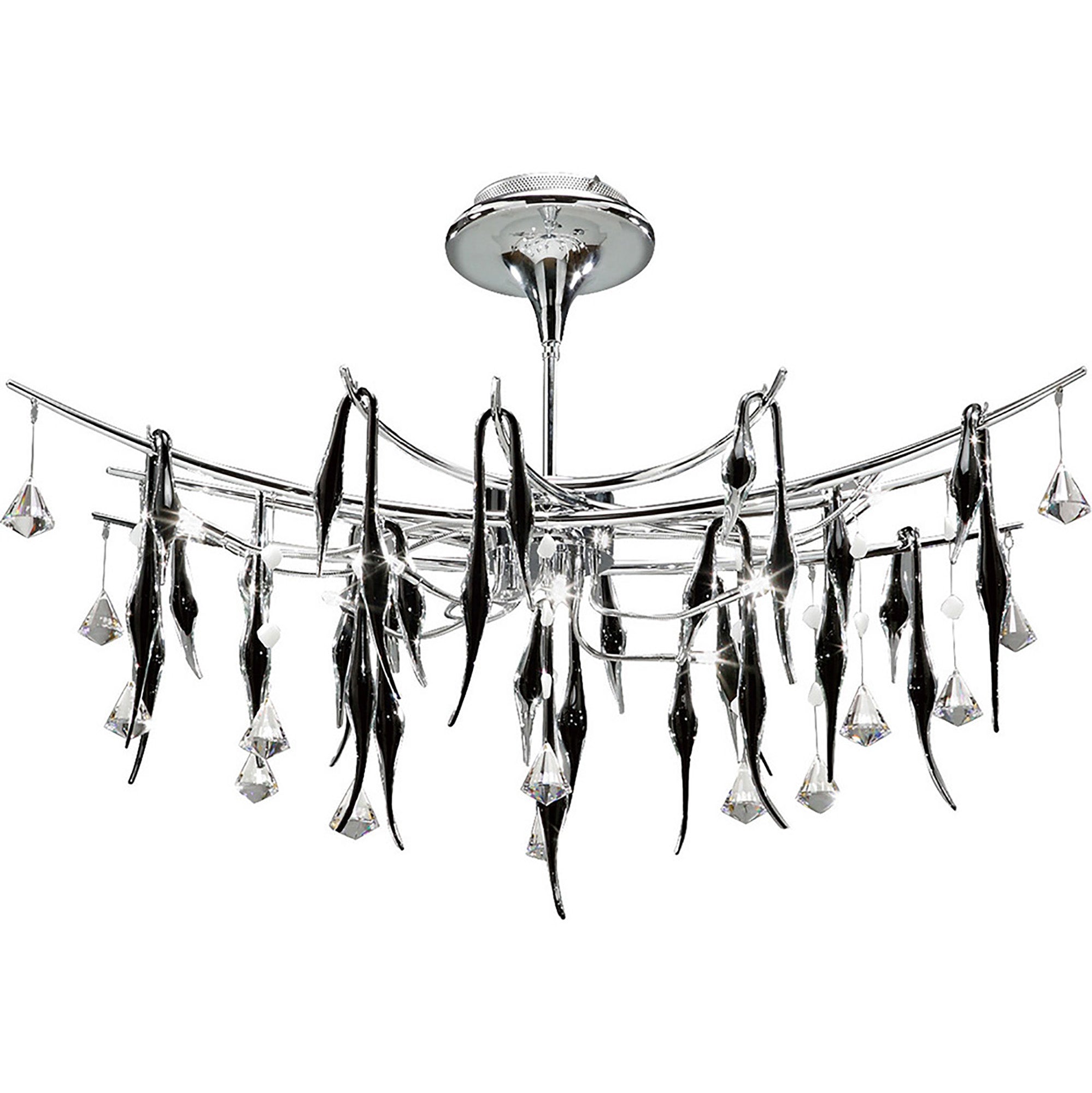 Diyas - Cygnet 11 Light Oval Pendant with Crystal and Glass Droplets - Luminosity Designs Ltd