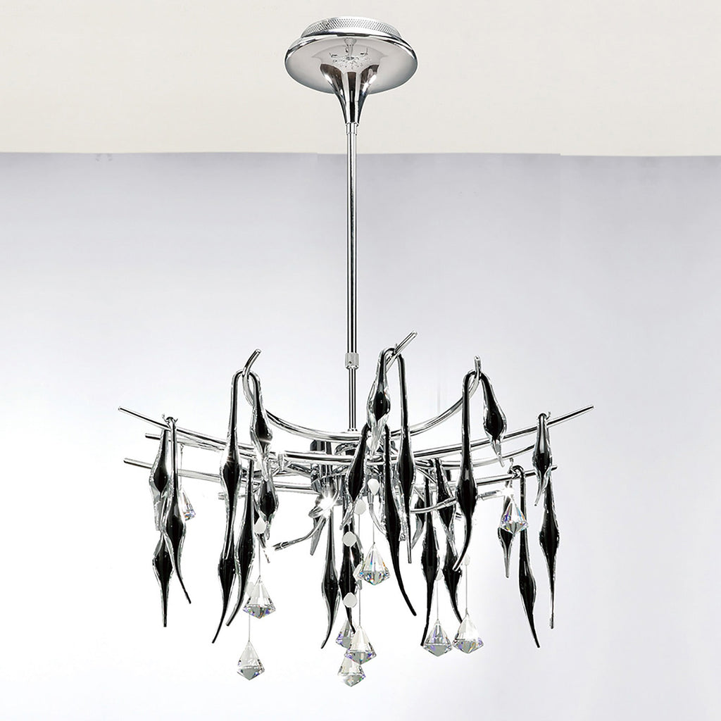 Diyas - Cygnet 11 Light Pendant With Crystal and Glass Droplets - Luminosity Designs Ltd
