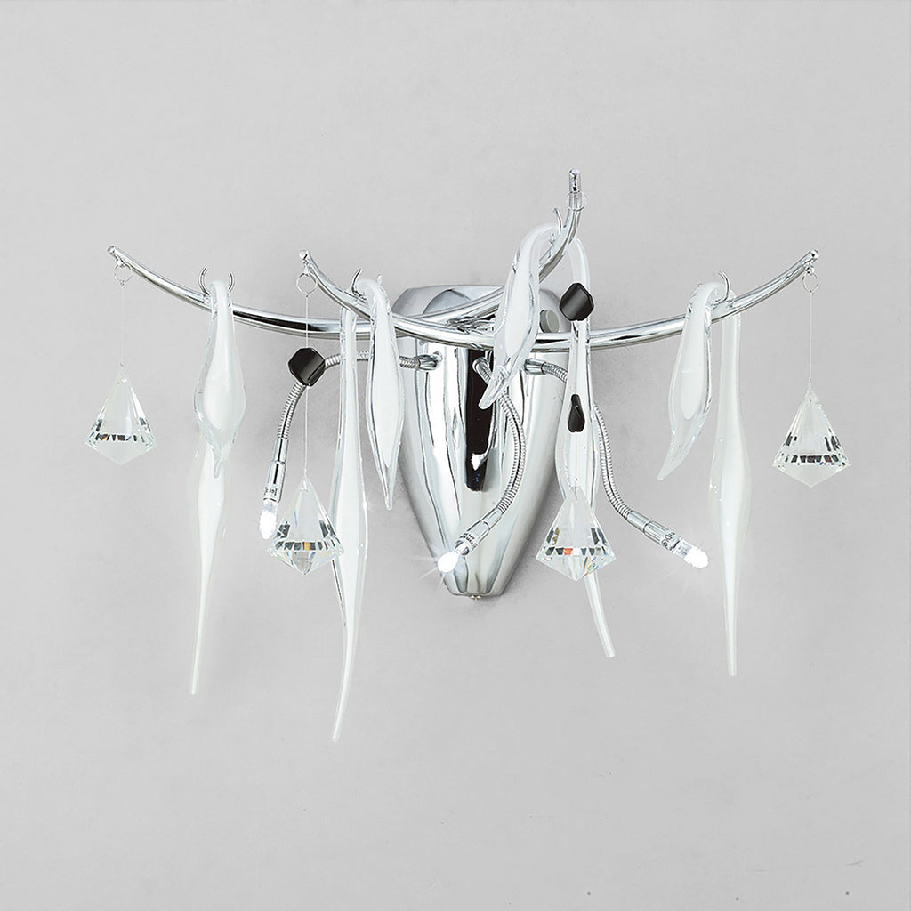 Diyas - Cygnet 3 Light Wall Lamp with Glass and Crystal Droplets - Luminosity Designs Ltd