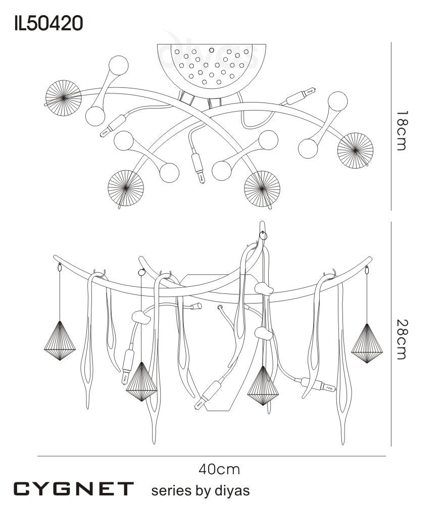 Diyas - Cygnet 3 Light Wall Lamp with Glass and Crystal Droplets - Luminosity Designs Ltd