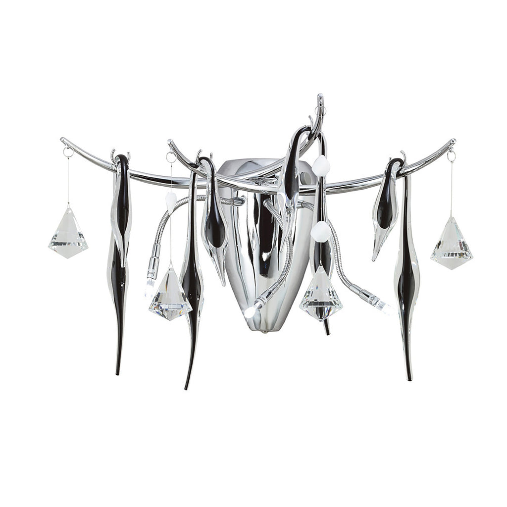 Diyas - Cygnet 3 Light Wall Lamp with Glass and Crystal Droplets - Luminosity Designs Ltd