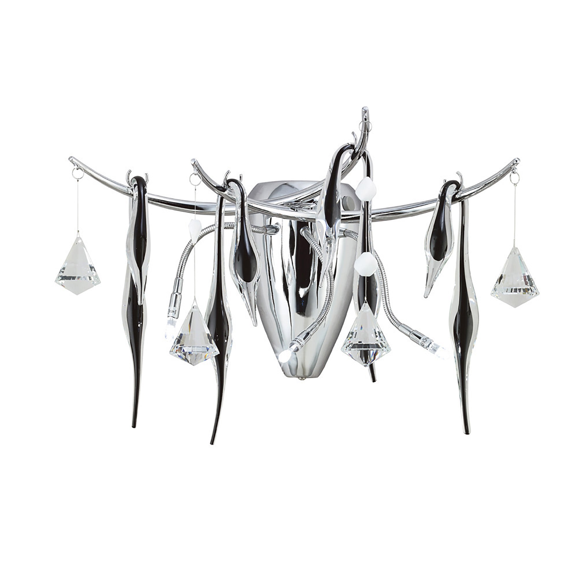 Diyas - Cygnet 3 Light Wall Lamp with Glass and Crystal Droplets - Luminosity Designs Ltd