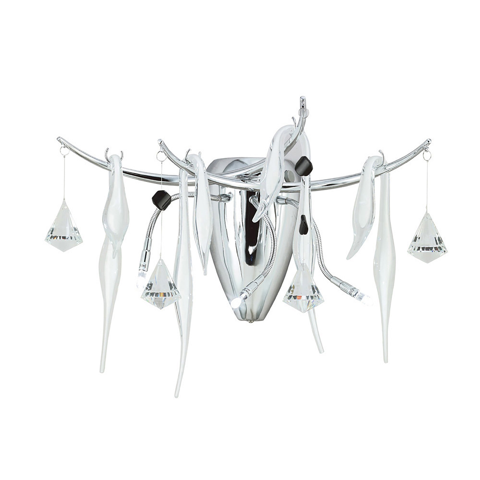 Diyas - Cygnet 3 Light Wall Lamp with Glass and Crystal Droplets - Luminosity Designs Ltd