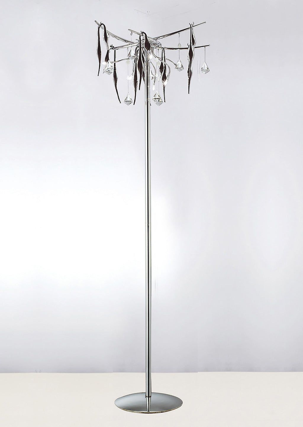 Diyas - Cygnet 6 Light Crystal and Glass Droplet Design Floor Lamp - Luminosity Designs Ltd