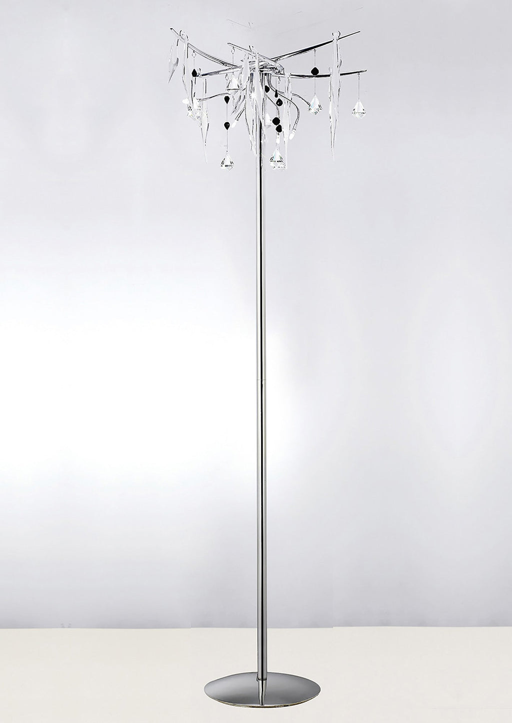 Diyas - Cygnet 6 Light Crystal and Glass Droplet Design Floor Lamp - Luminosity Designs Ltd