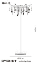 Diyas - Cygnet 6 Light Crystal and Glass Droplet Design Floor Lamp - Luminosity Designs Ltd