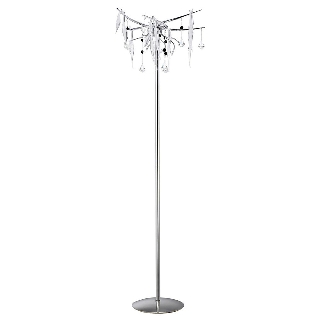 Diyas - Cygnet 6 Light Crystal and Glass Droplet Design Floor Lamp - Luminosity Designs Ltd
