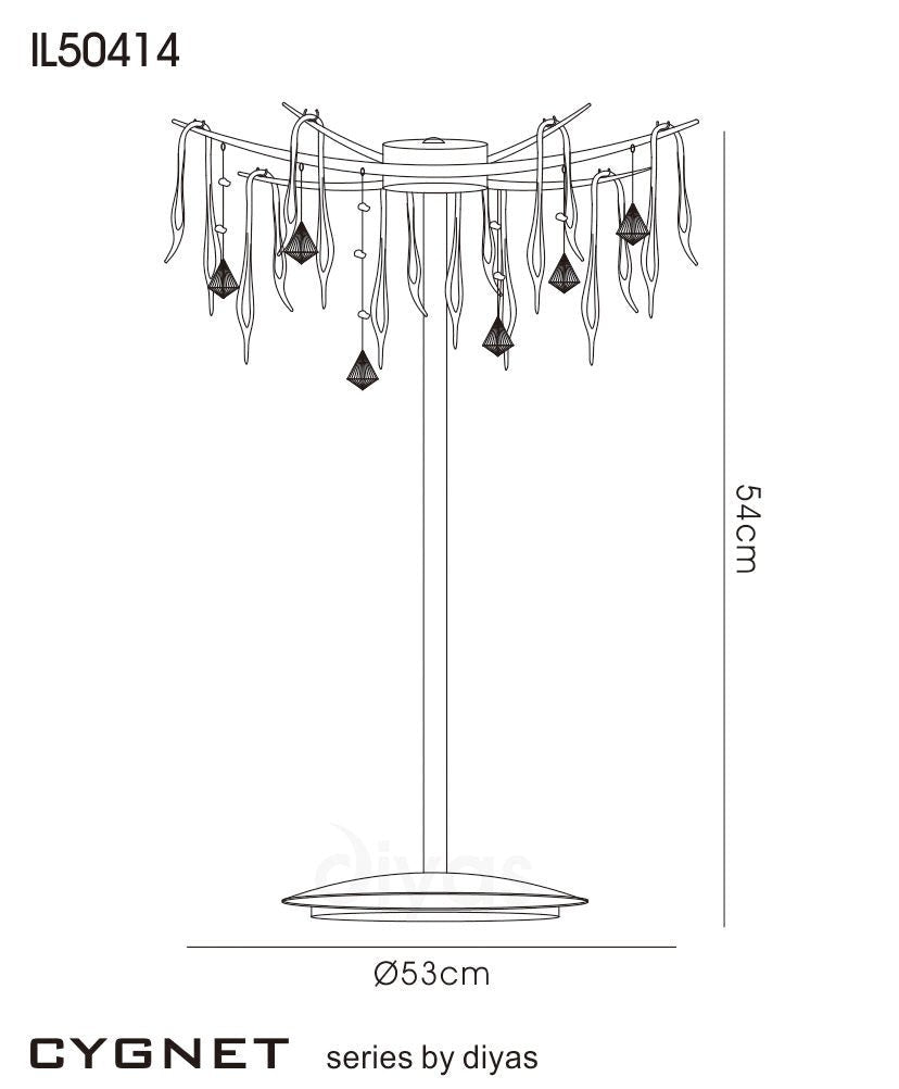 Diyas - Cygnet 6 Light Table Lamp with Glass and Crystal Droplets - Luminosity Designs Ltd
