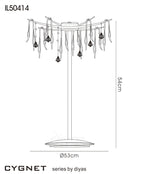 Diyas - Cygnet 6 Light Table Lamp with Glass and Crystal Droplets - Luminosity Designs Ltd