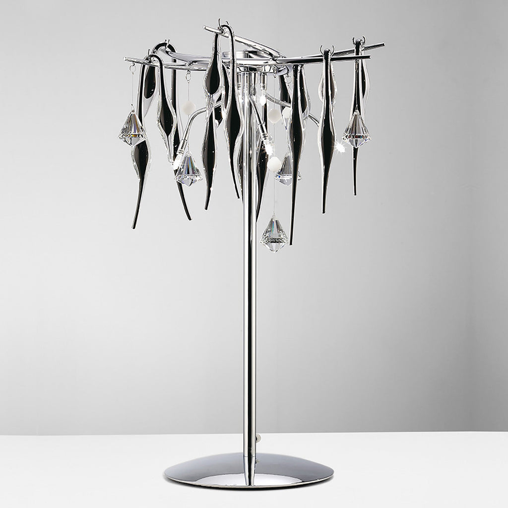 Diyas - Cygnet 6 Light Table Lamp with Glass and Crystal Droplets - Luminosity Designs Ltd