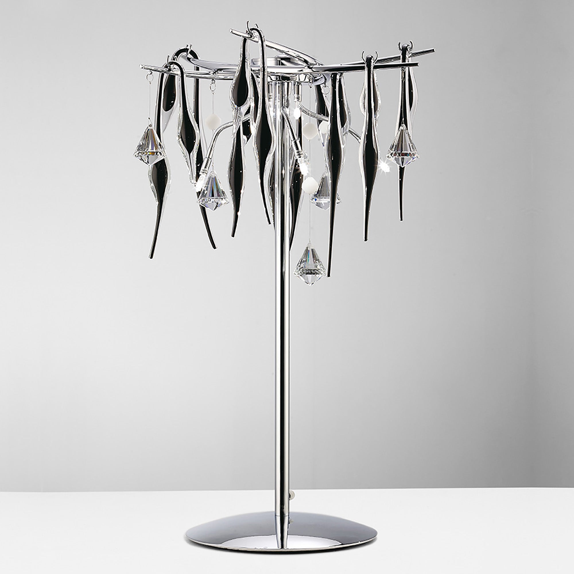 Diyas - Cygnet 6 Light Table Lamp with Glass and Crystal Droplets - Luminosity Designs Ltd