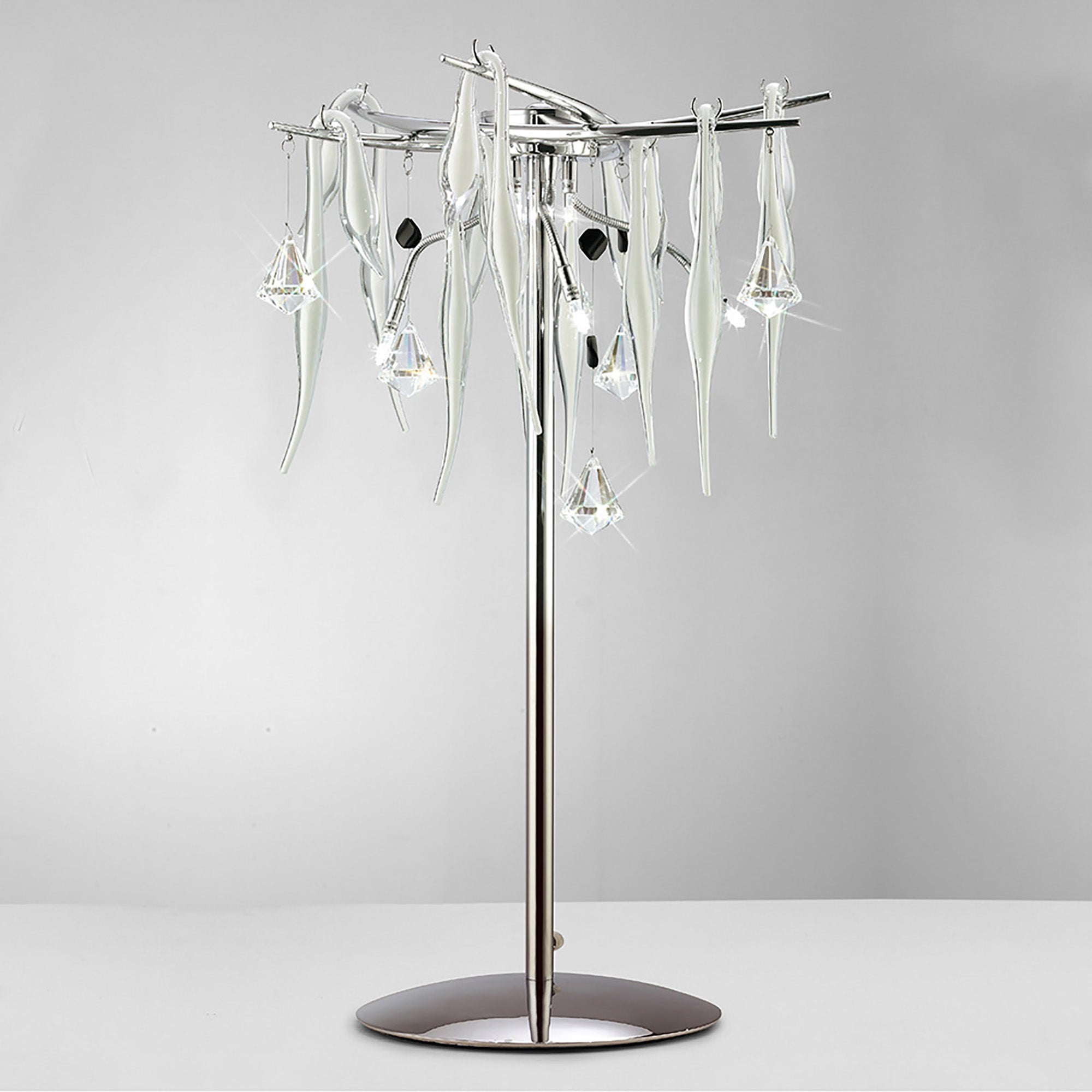 Diyas - Cygnet 6 Light Table Lamp with Glass and Crystal Droplets - Luminosity Designs Ltd