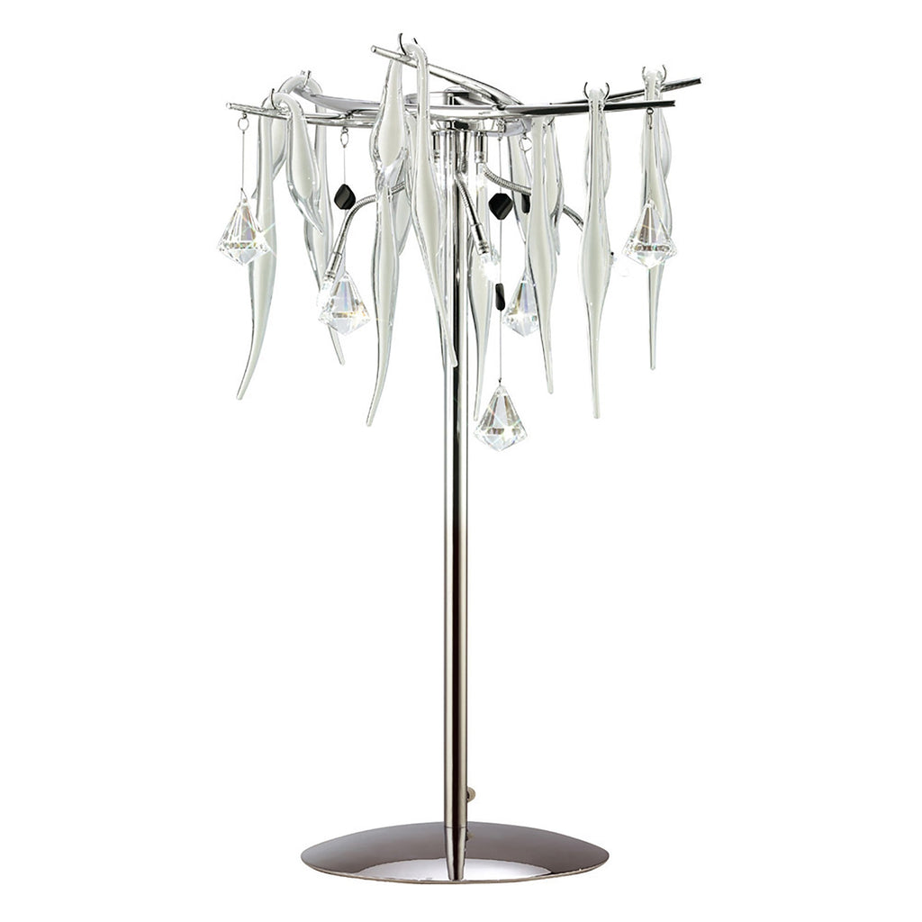 Diyas - Cygnet 6 Light Table Lamp with Glass and Crystal Droplets - Luminosity Designs Ltd