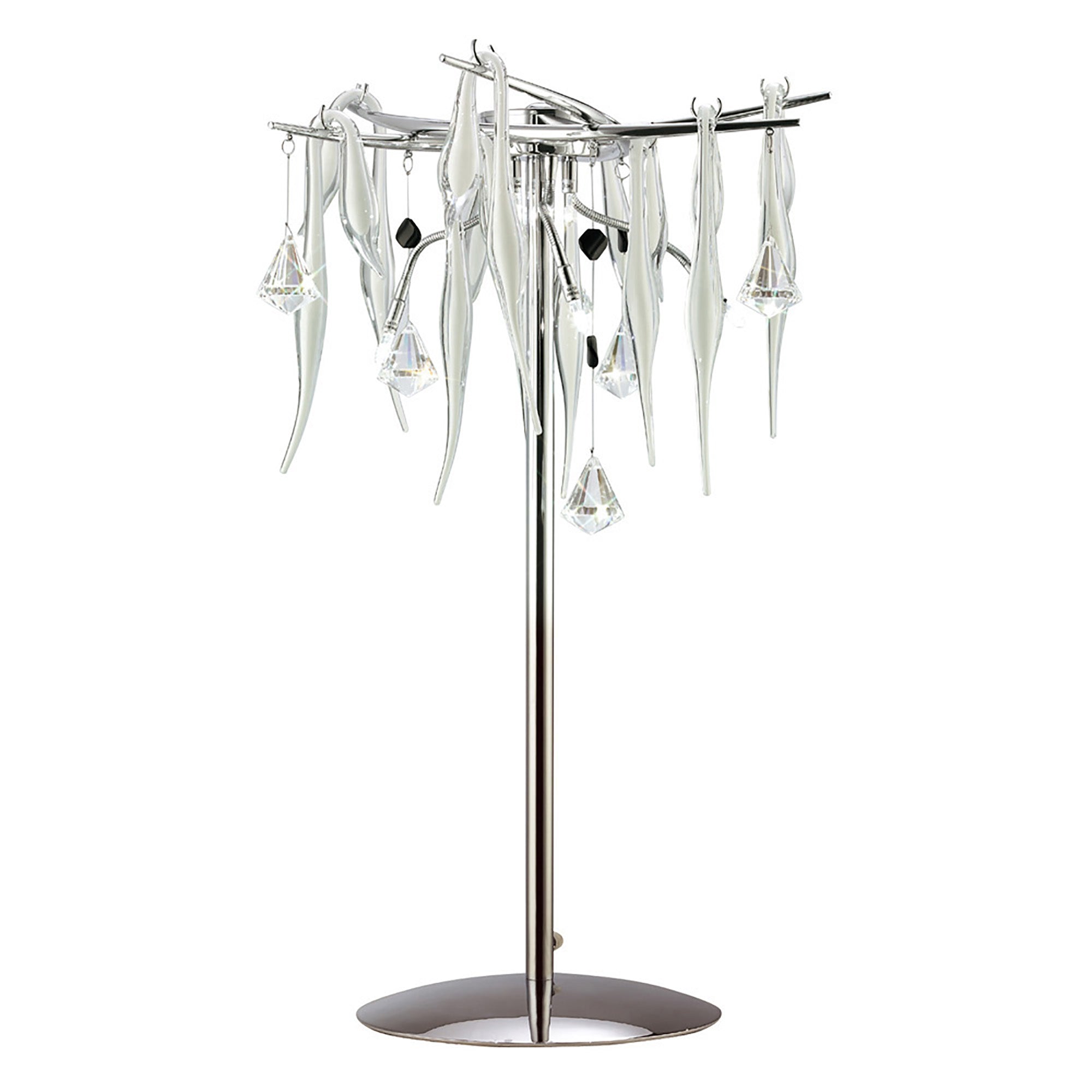 Diyas - Cygnet 6 Light Table Lamp with Glass and Crystal Droplets - Luminosity Designs Ltd