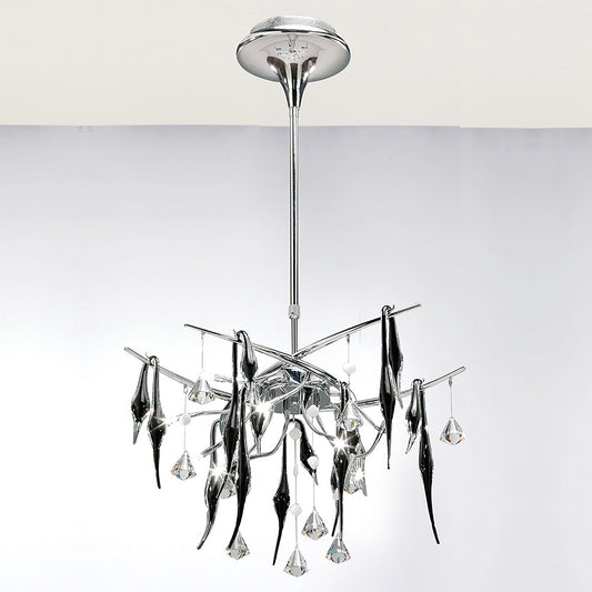 Cygnet 10 Light Artistic Crystal and Glass Droplet Design Ceiling Fitting