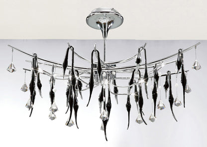 Cygnet 11 Light Oval Pendant with Crystal and Glass Droplets