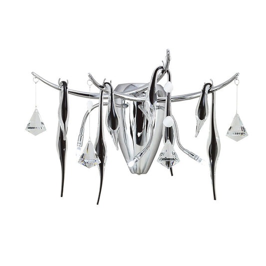 Cygnet 3 Light Wall Lamp with Glass and Crystal Droplets