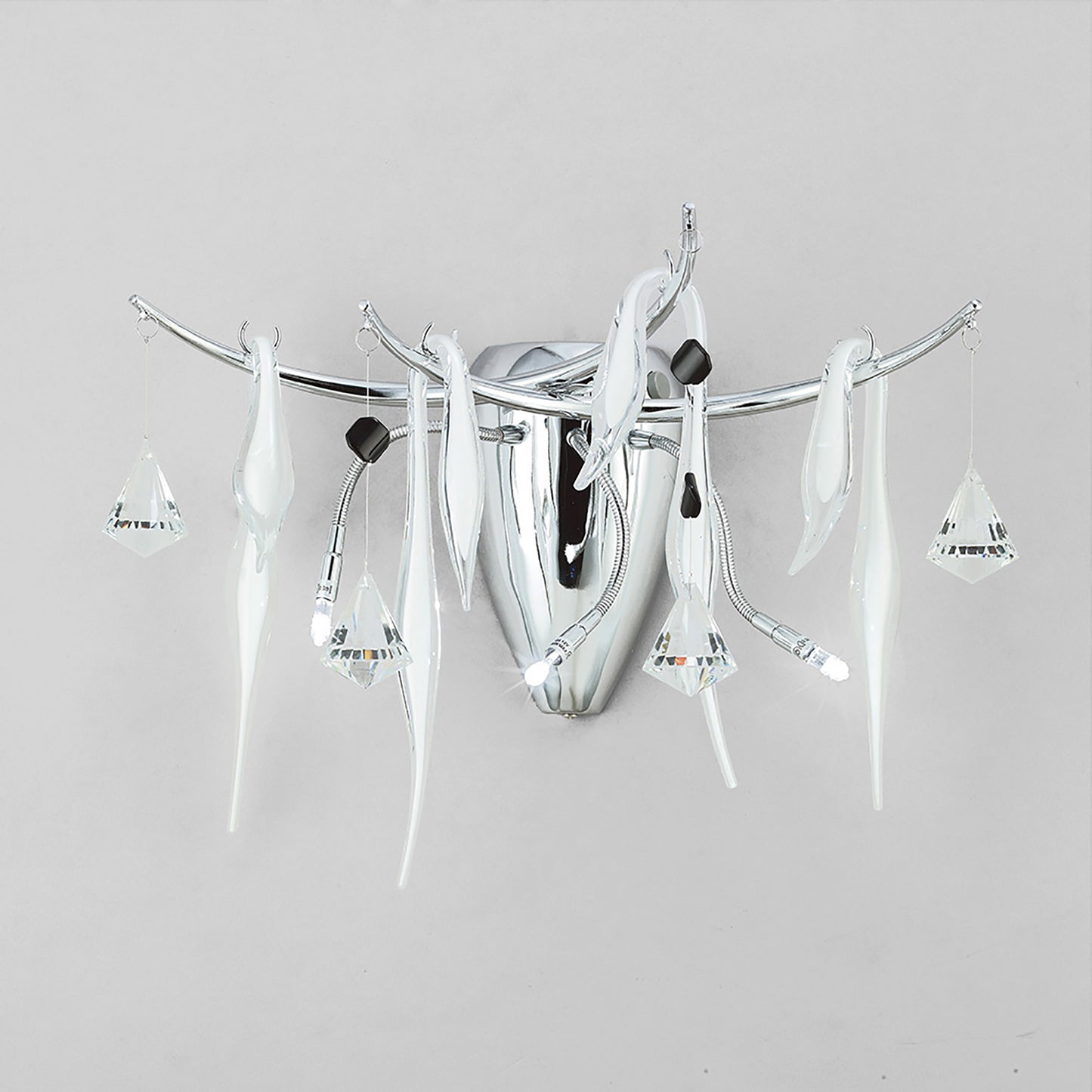 Cygnet 3 Light Wall Lamp with Glass and Crystal Droplets