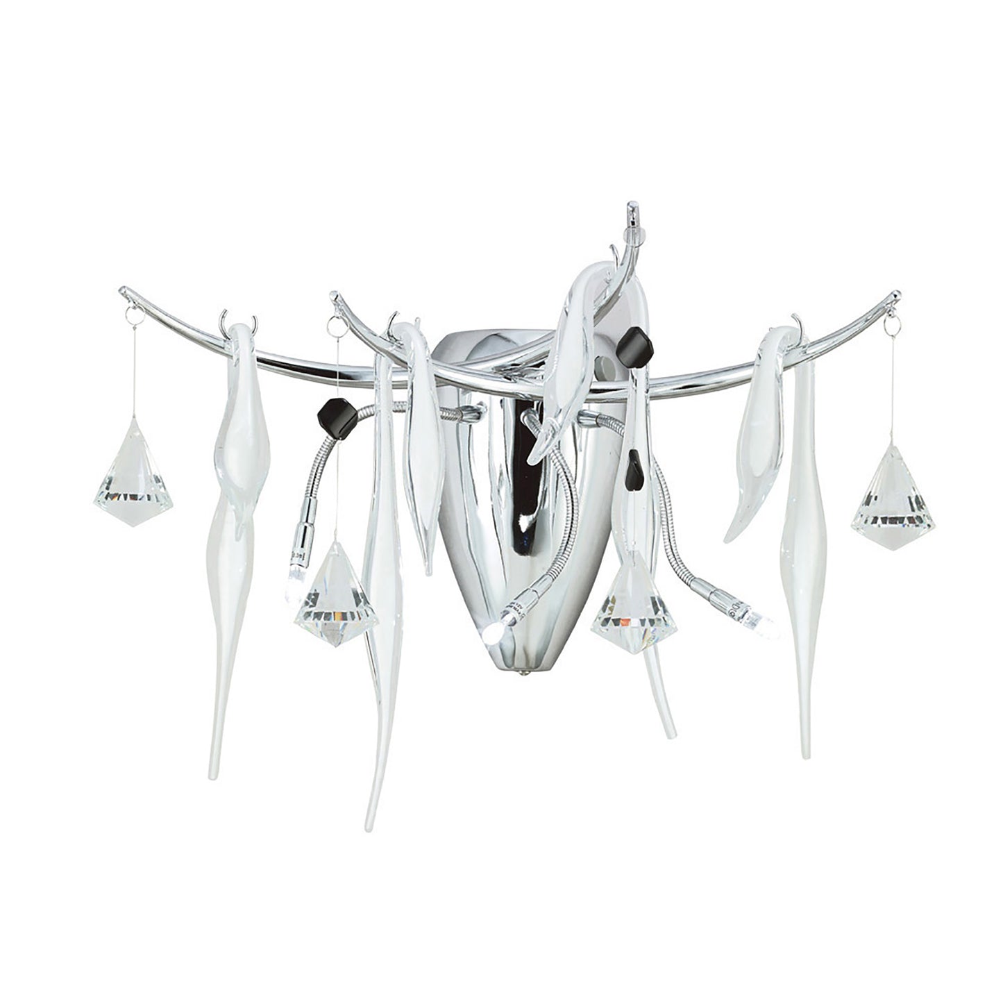 Cygnet 3 Light Wall Lamp with Glass and Crystal Droplets