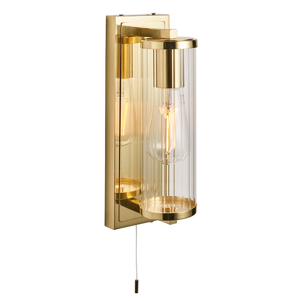 Endon - Cylinder Vintage Style IP44 Rated Bathroom Wall Light With Pull Cord - Luminosity Designs Ltd
