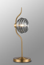 Luminosity Designs Ltd - Cyril 1 Light Table Lamp, Antique Brass with 160mm Ridged Coloured Glass - Luminosity Designs Ltd