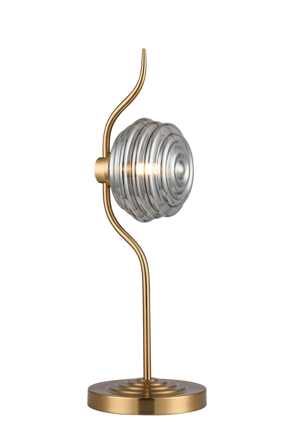 Luminosity Designs Ltd - Cyril 1 Light Table Lamp, Antique Brass with 160mm Ridged Coloured Glass - Luminosity Designs Ltd