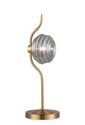 Luminosity Designs Ltd - Cyril 1 Light Table Lamp, Antique Brass with 160mm Ridged Coloured Glass - Luminosity Designs Ltd