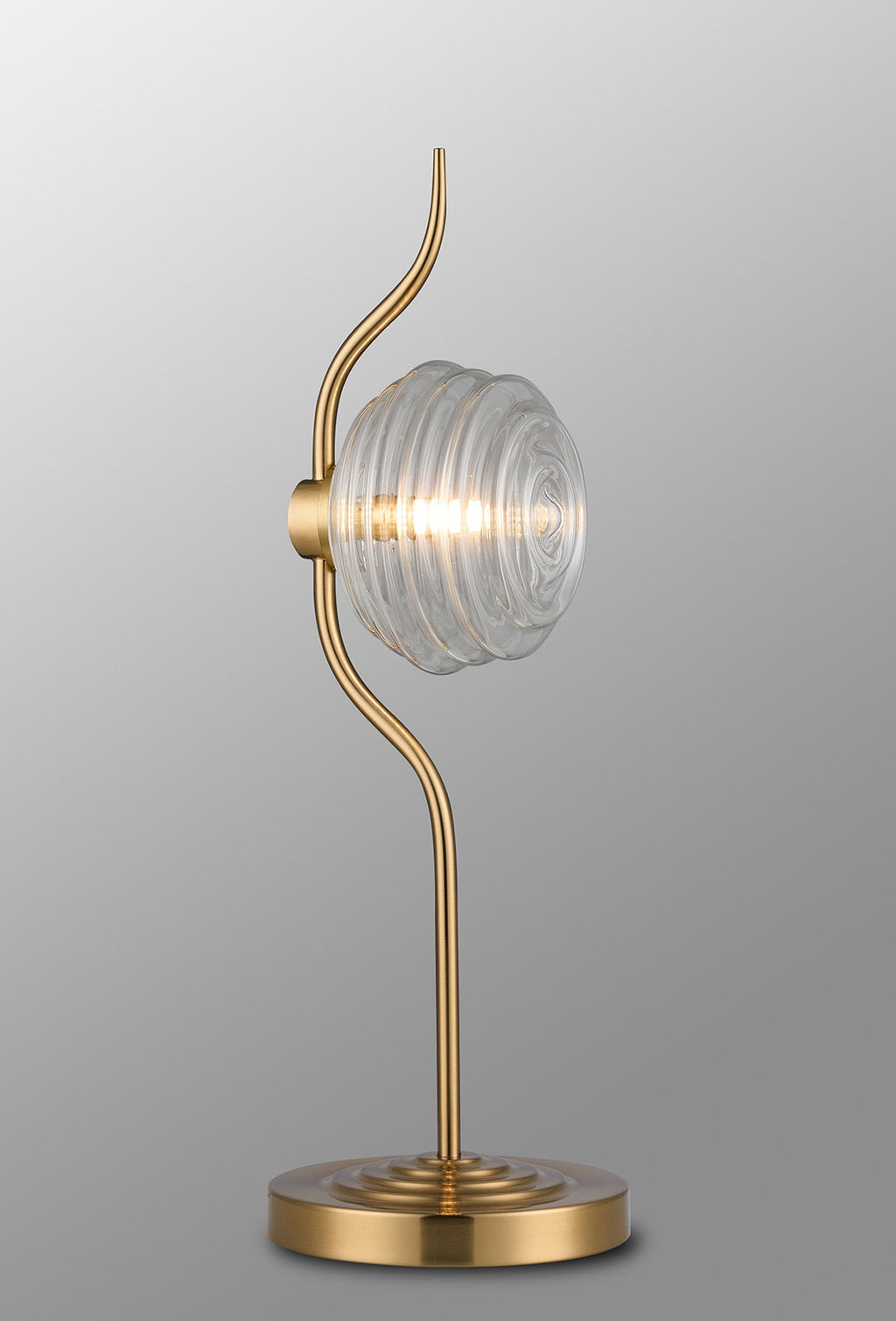 Luminosity Designs Ltd - Cyril 1 Light Table Lamp, Antique Brass with 160mm Ridged Coloured Glass - Luminosity Designs Ltd