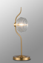 Luminosity Designs Ltd - Cyril 1 Light Table Lamp, Antique Brass with 160mm Ridged Coloured Glass - Luminosity Designs Ltd