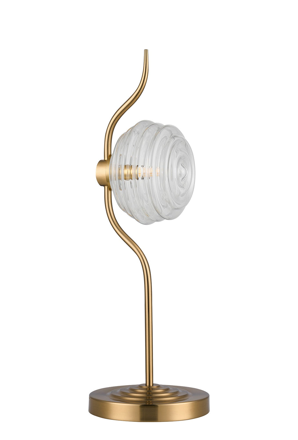 Luminosity Designs Ltd - Cyril 1 Light Table Lamp, Antique Brass with 160mm Ridged Coloured Glass - Luminosity Designs Ltd