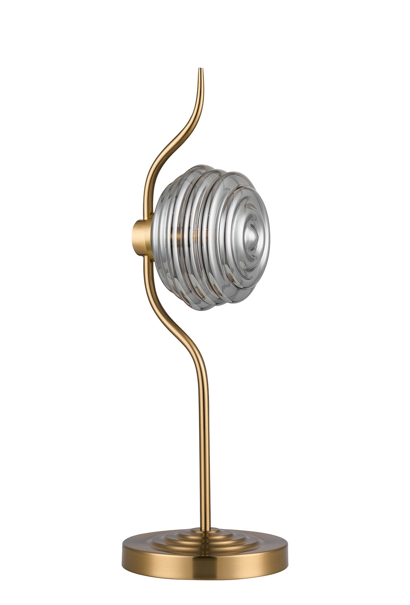 Luminosity Designs Ltd - Cyril 1 Light Table Lamp, Antique Brass with 160mm Ridged Coloured Glass - Luminosity Designs Ltd