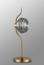 Luminosity Designs Ltd - Cyril 1 Light Table Lamp, Antique Brass with 160mm Ridged Coloured Glass - Luminosity Designs Ltd