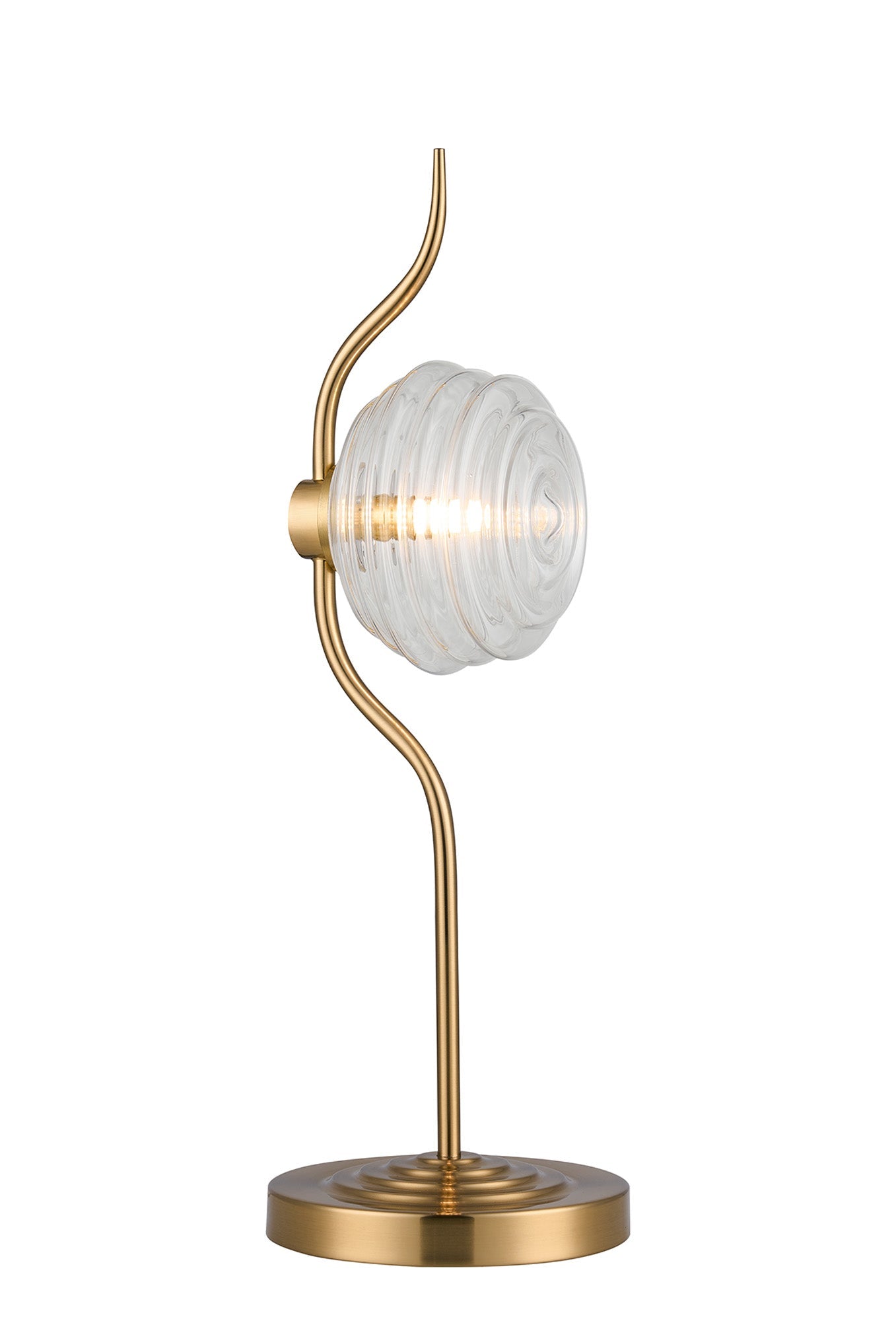 Luminosity Designs Ltd - Cyril 1 Light Table Lamp, Antique Brass with 160mm Ridged Coloured Glass - Luminosity Designs Ltd