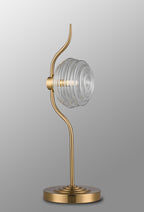 Luminosity Designs Ltd - Cyril 1 Light Table Lamp, Antique Brass with 160mm Ridged Coloured Glass - Luminosity Designs Ltd