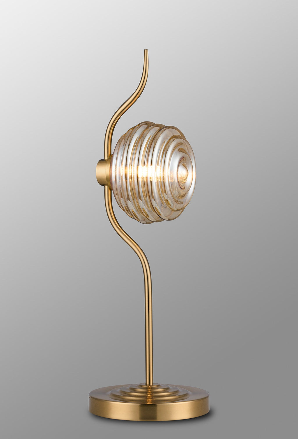 Luminosity Designs Ltd - Cyril 1 Light Table Lamp, Polished Nickel with 160mm Ridged Coloured Glass - Luminosity Designs Ltd