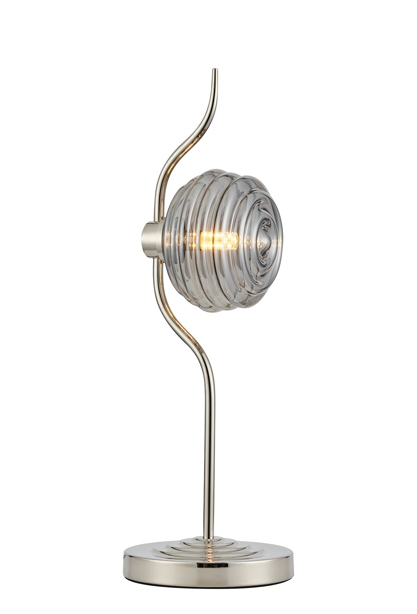 Luminosity Designs Ltd - Cyril 1 Light Table Lamp, Polished Nickel with 160mm Ridged Coloured Glass - Luminosity Designs Ltd