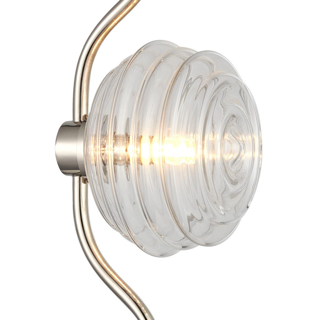 Luminosity Designs Ltd - Cyril 1 Light Table Lamp, Polished Nickel with 160mm Ridged Coloured Glass - Luminosity Designs Ltd