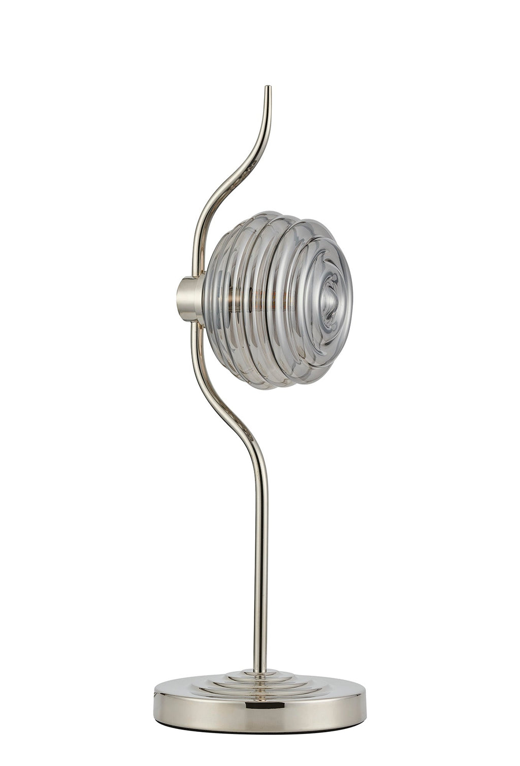 Luminosity Designs Ltd - Cyril 1 Light Table Lamp, Polished Nickel with 160mm Ridged Coloured Glass - Luminosity Designs Ltd