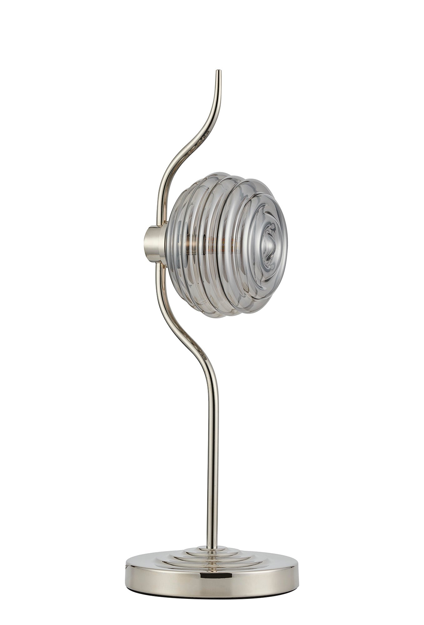 Luminosity Designs Ltd - Cyril 1 Light Table Lamp, Polished Nickel with 160mm Ridged Coloured Glass - Luminosity Designs Ltd