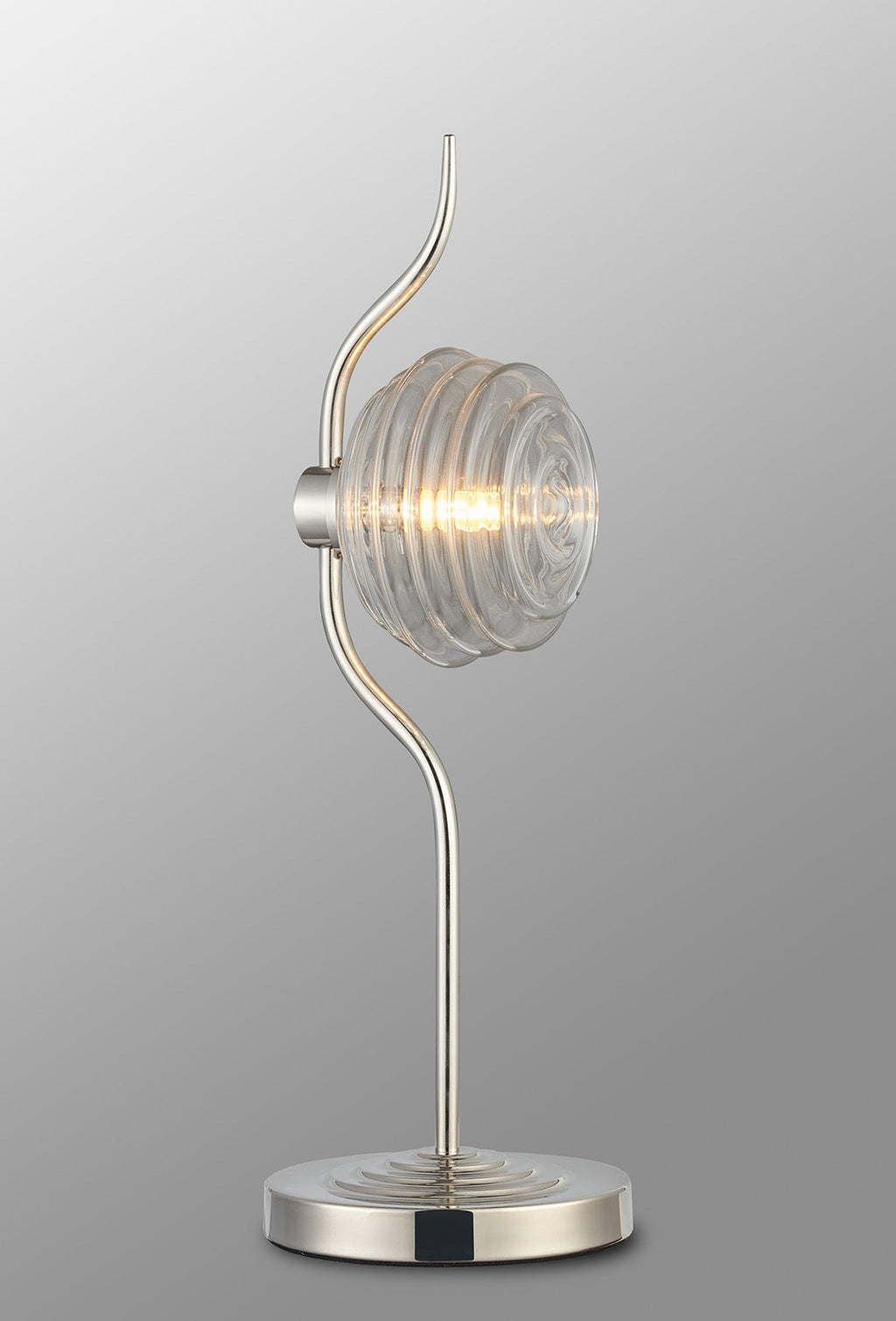 Luminosity Designs Ltd - Cyril 1 Light Table Lamp, Polished Nickel with 160mm Ridged Coloured Glass - Luminosity Designs Ltd