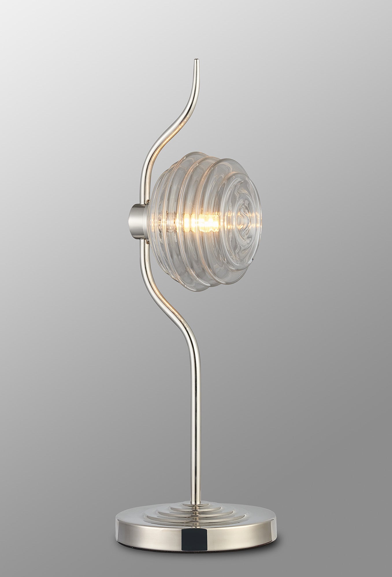 Luminosity Designs Ltd - Cyril 1 Light Table Lamp, Polished Nickel with 160mm Ridged Coloured Glass - Luminosity Designs Ltd