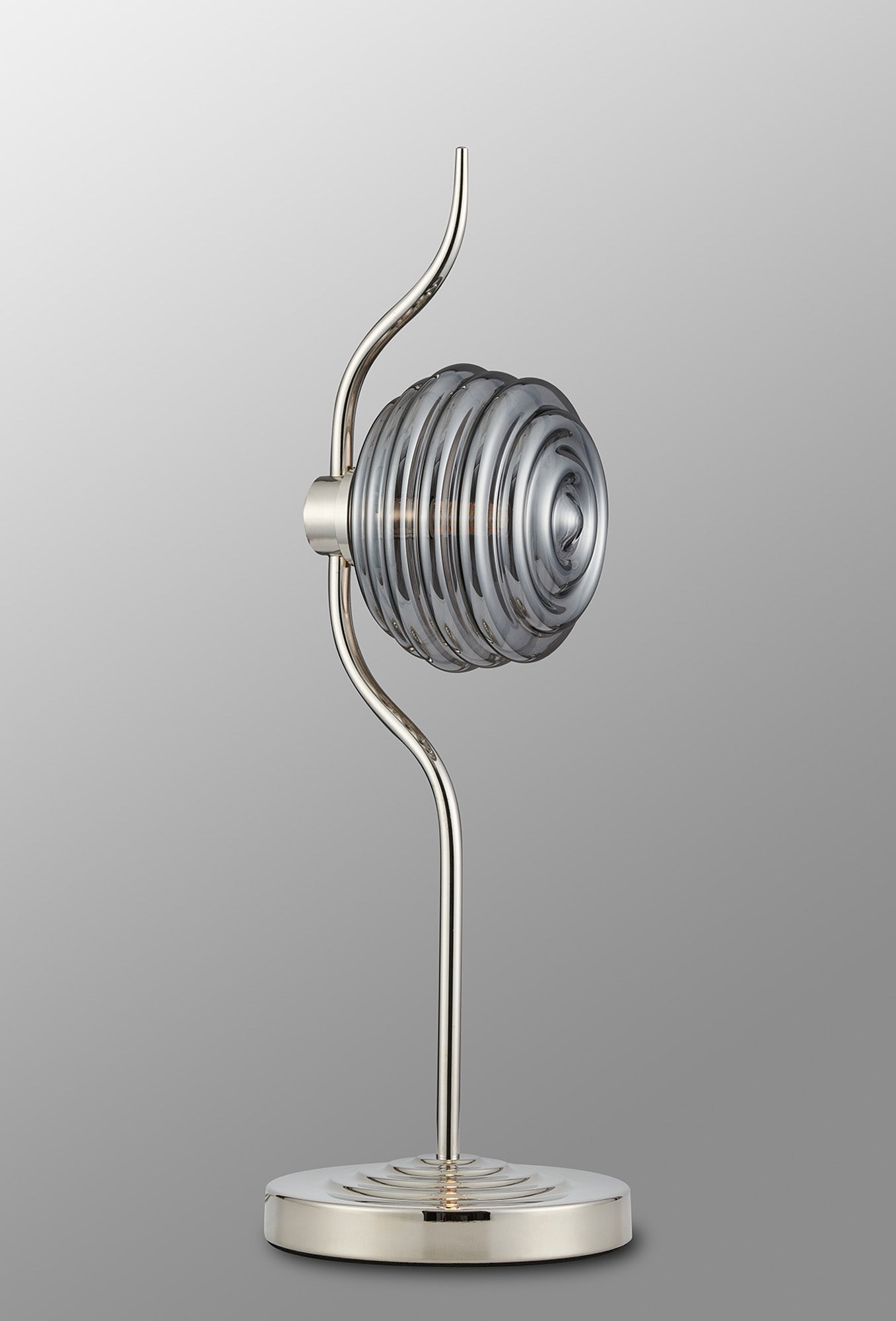 Luminosity Designs Ltd - Cyril 1 Light Table Lamp, Polished Nickel with 160mm Ridged Coloured Glass - Luminosity Designs Ltd