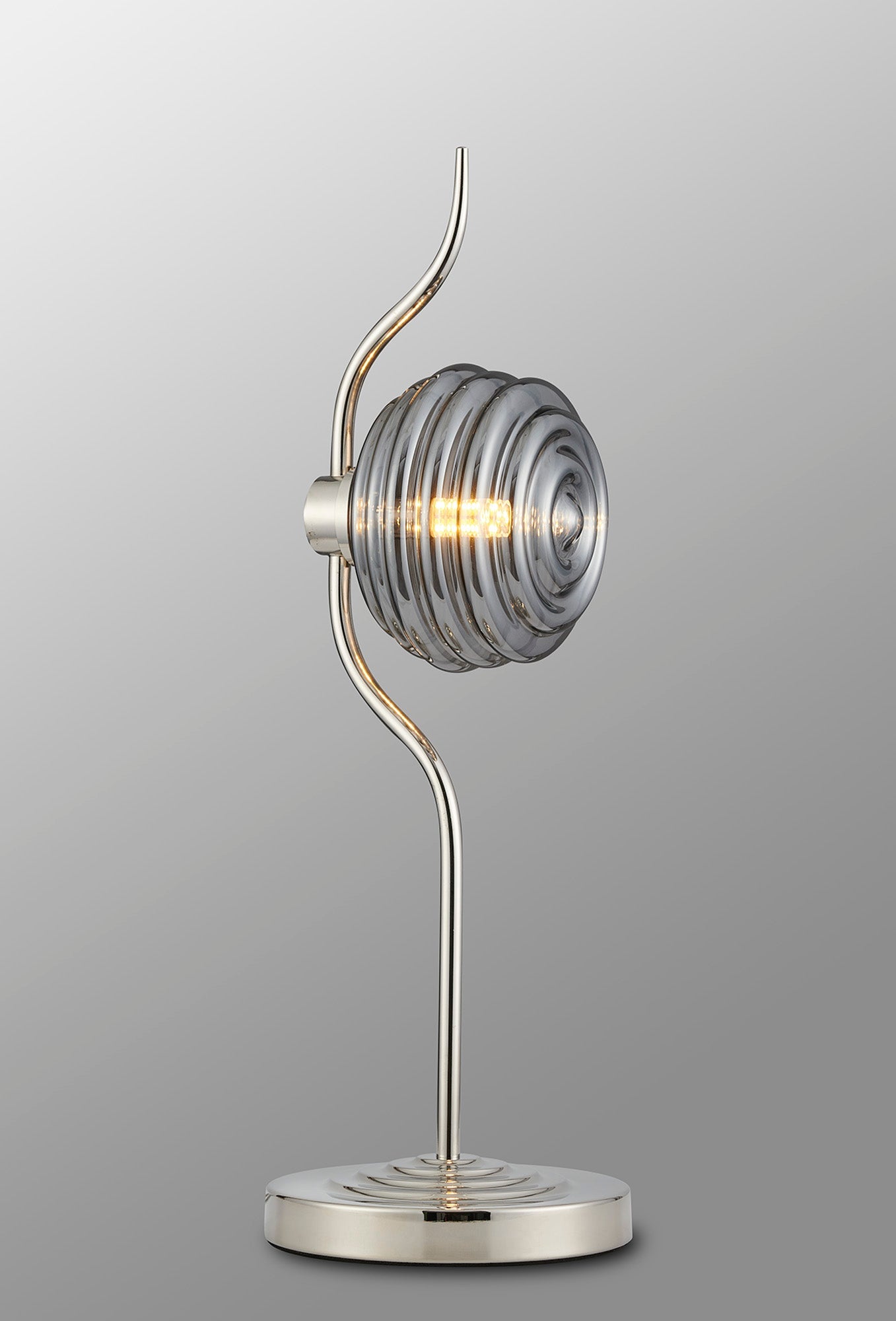 Luminosity Designs Ltd - Cyril 1 Light Table Lamp, Polished Nickel with 160mm Ridged Coloured Glass - Luminosity Designs Ltd