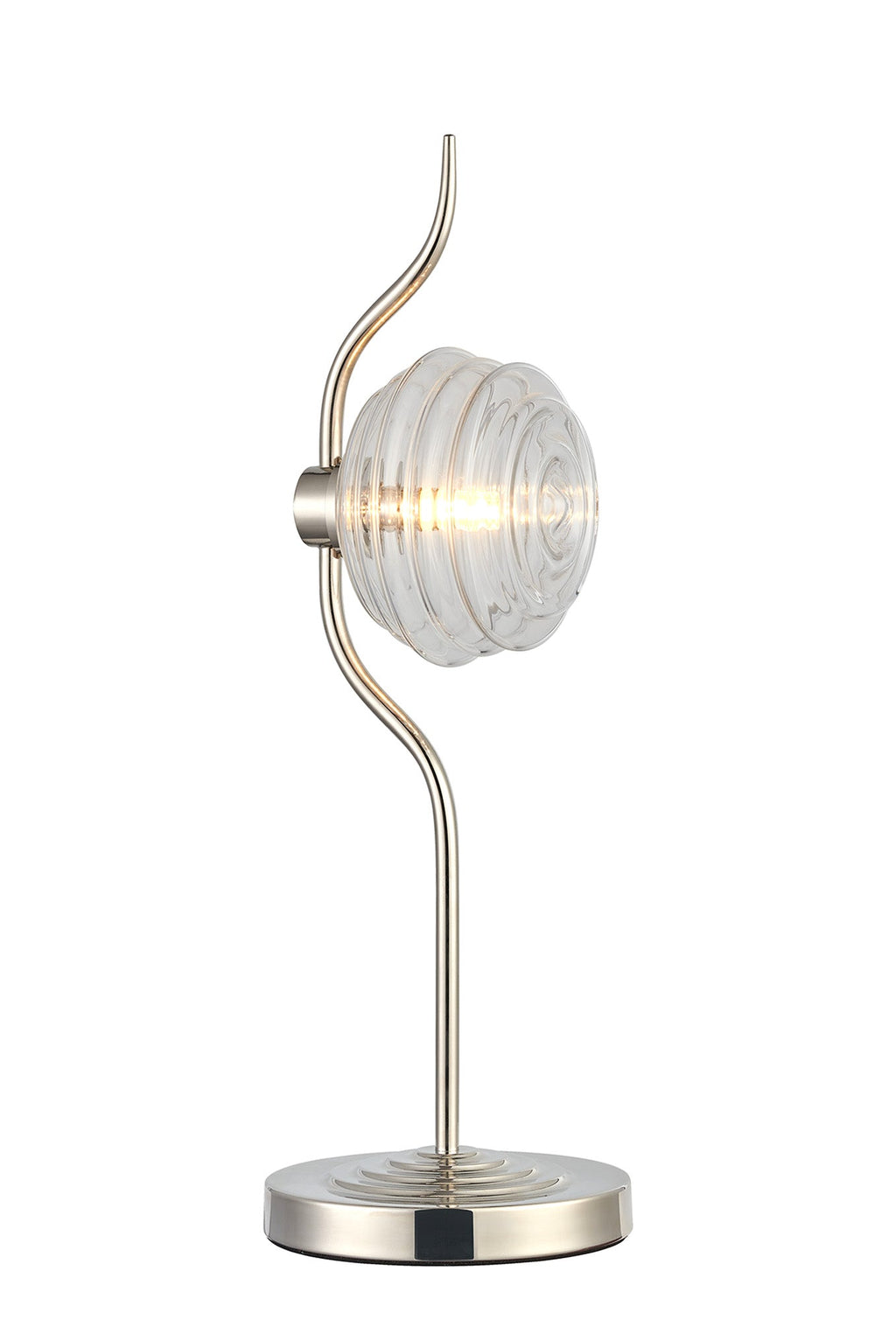 Luminosity Designs Ltd - Cyril 1 Light Table Lamp, Polished Nickel with 160mm Ridged Coloured Glass - Luminosity Designs Ltd