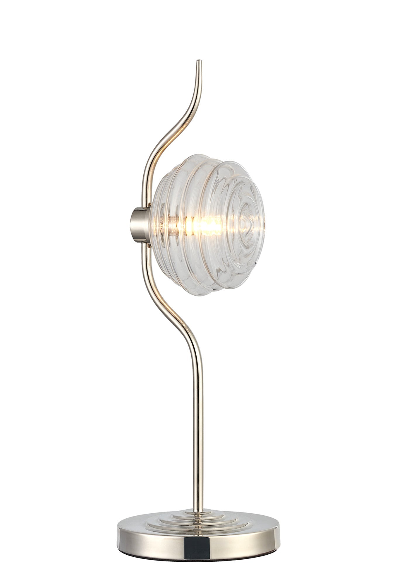 Luminosity Designs Ltd - Cyril 1 Light Table Lamp, Polished Nickel with 160mm Ridged Coloured Glass - Luminosity Designs Ltd