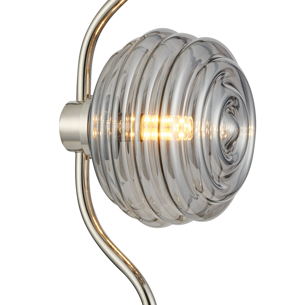 Luminosity Designs Ltd - Cyril 1 Light Table Lamp, Polished Nickel with 160mm Ridged Coloured Glass - Luminosity Designs Ltd