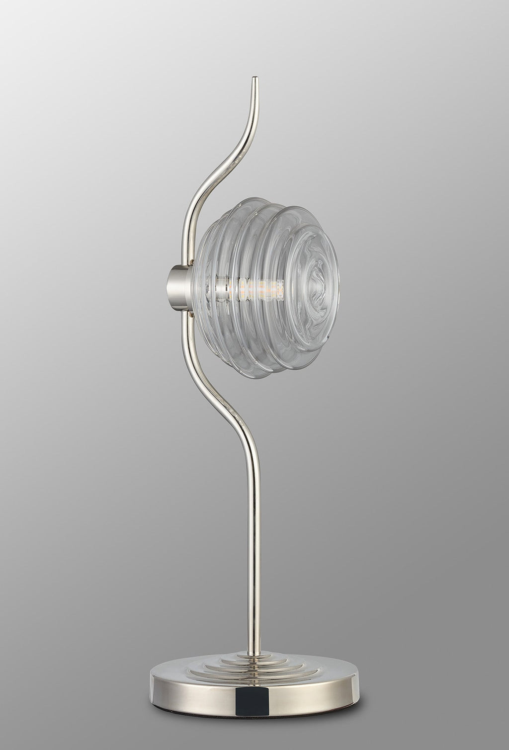 Luminosity Designs Ltd - Cyril 1 Light Table Lamp, Polished Nickel with 160mm Ridged Coloured Glass - Luminosity Designs Ltd