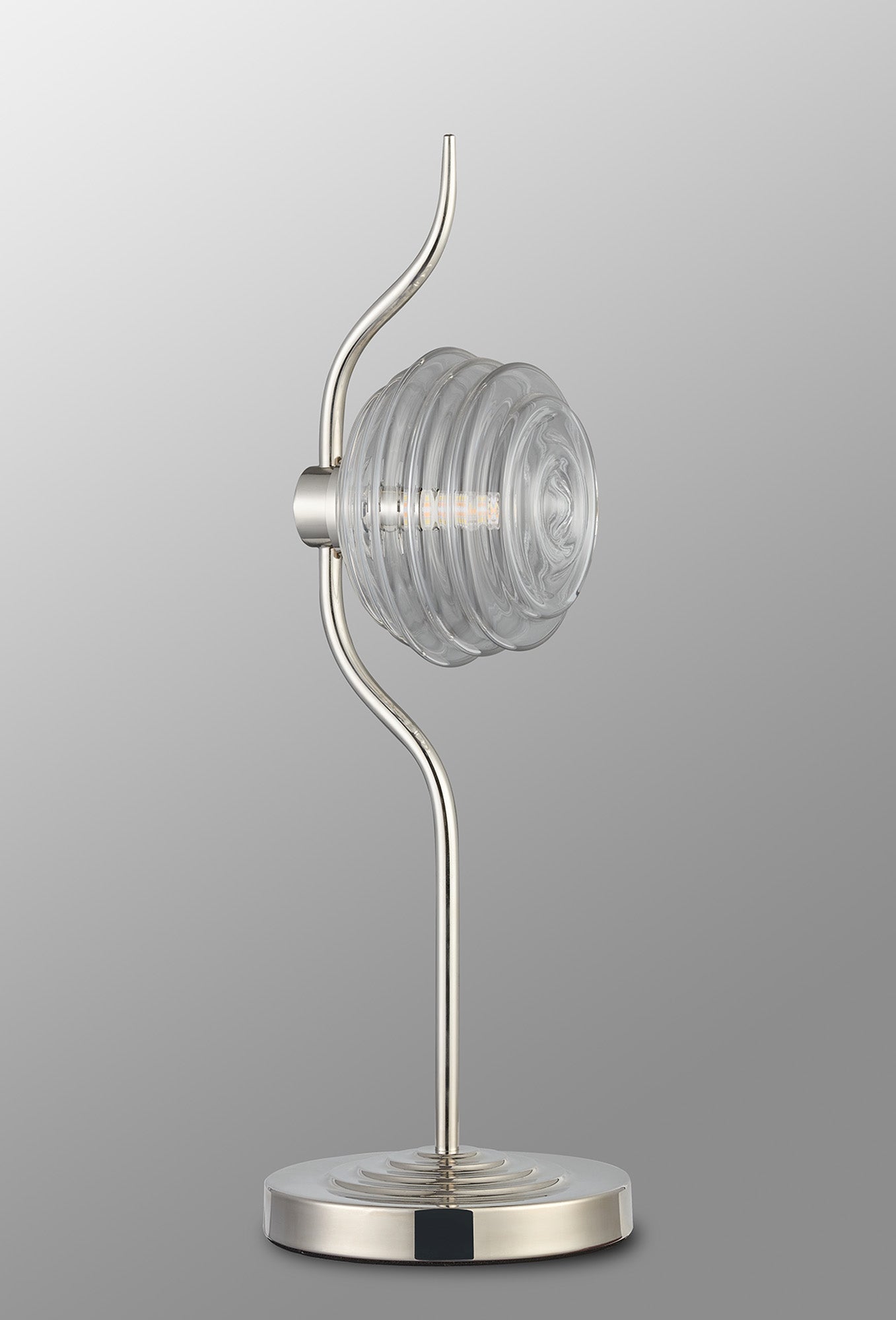 Luminosity Designs Ltd - Cyril 1 Light Table Lamp, Polished Nickel with 160mm Ridged Coloured Glass - Luminosity Designs Ltd
